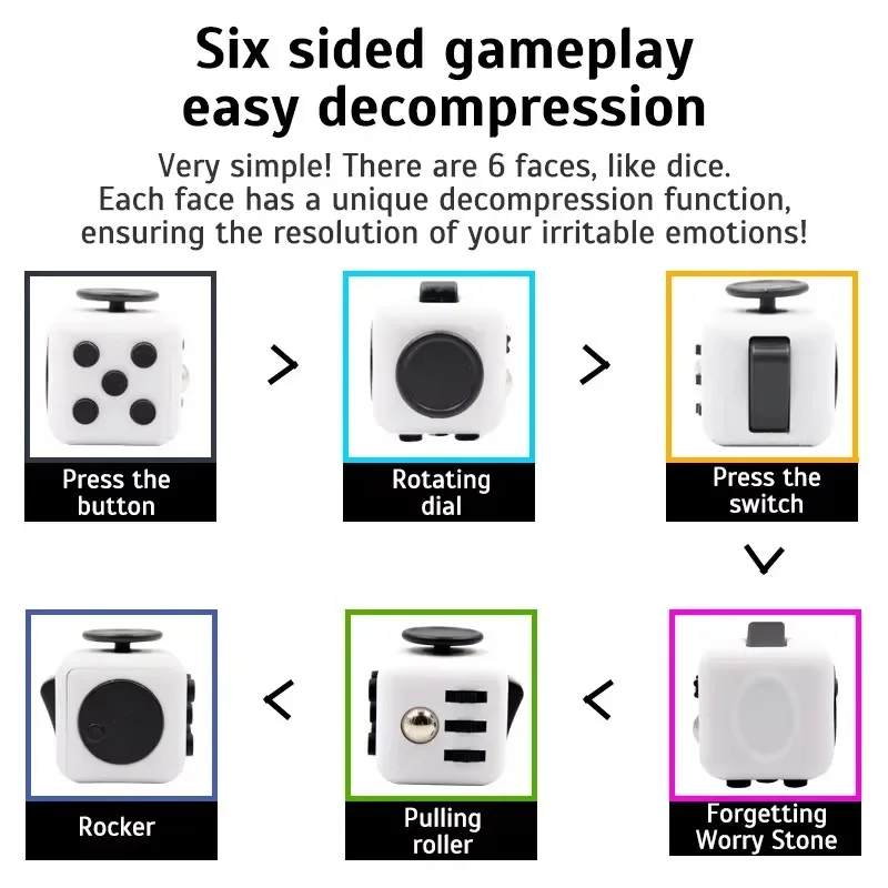 Fidget Cube Antiestresse Hand Spinner Brinquedo de descompressão para autismo TDAH Ansiedade Brinquedos sensoriais para crianças Adultos Brinquedos de alívio do estresse