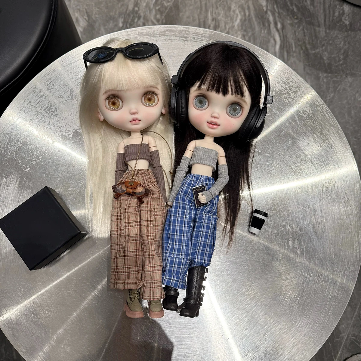 

ICY DBS Blyth Doll Clothes Accessories Fashion Y2K Spice Girls Vest + Plaid Long Pant Set For 19 Joint OB24 Azone Doll Clothes