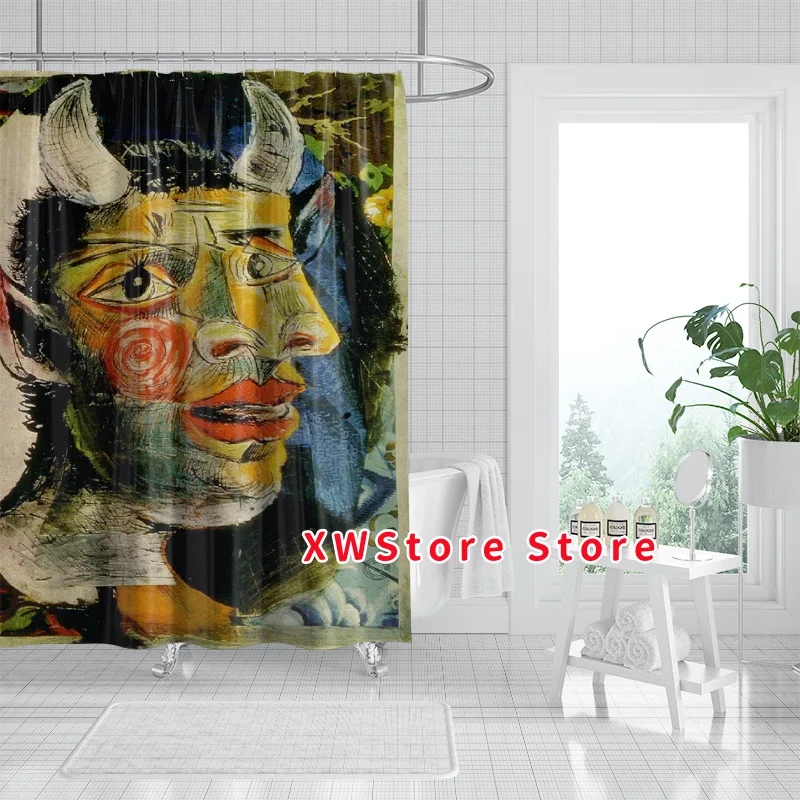 New style Picasso Abstract Line Shower Curtain TOILET Partition Curtain No Punching Thickened Blocking Curtain blackout curtain