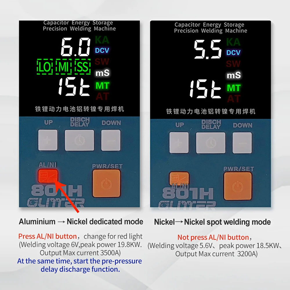 GLITTER 801H Spot Welder 19.8KW 3500A Pulse Current Spot Welding Machine For Lithium Iron Phosphate Battery Aluminum Nickel Weld