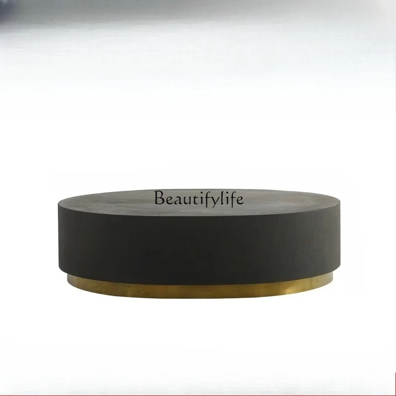 

-*Internet celebrity small apartment cement coffee table round light luxury Nordic creative modern simplicity