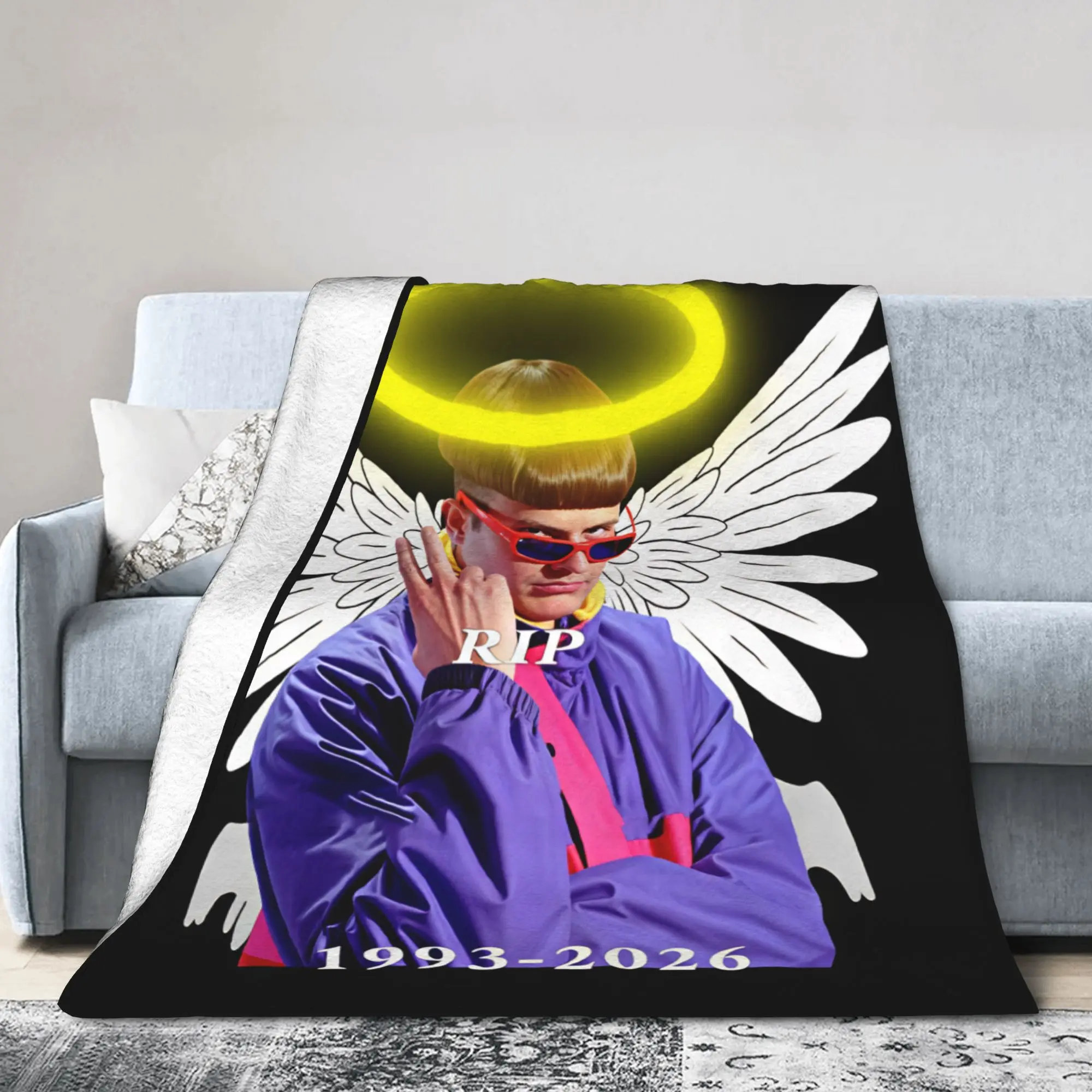 Oliver Tree RIP Angel Halo Tribute Blankets Warm Plush Bedding Throws For Couch Chair Camping Flannel Bedspread Bed Cover