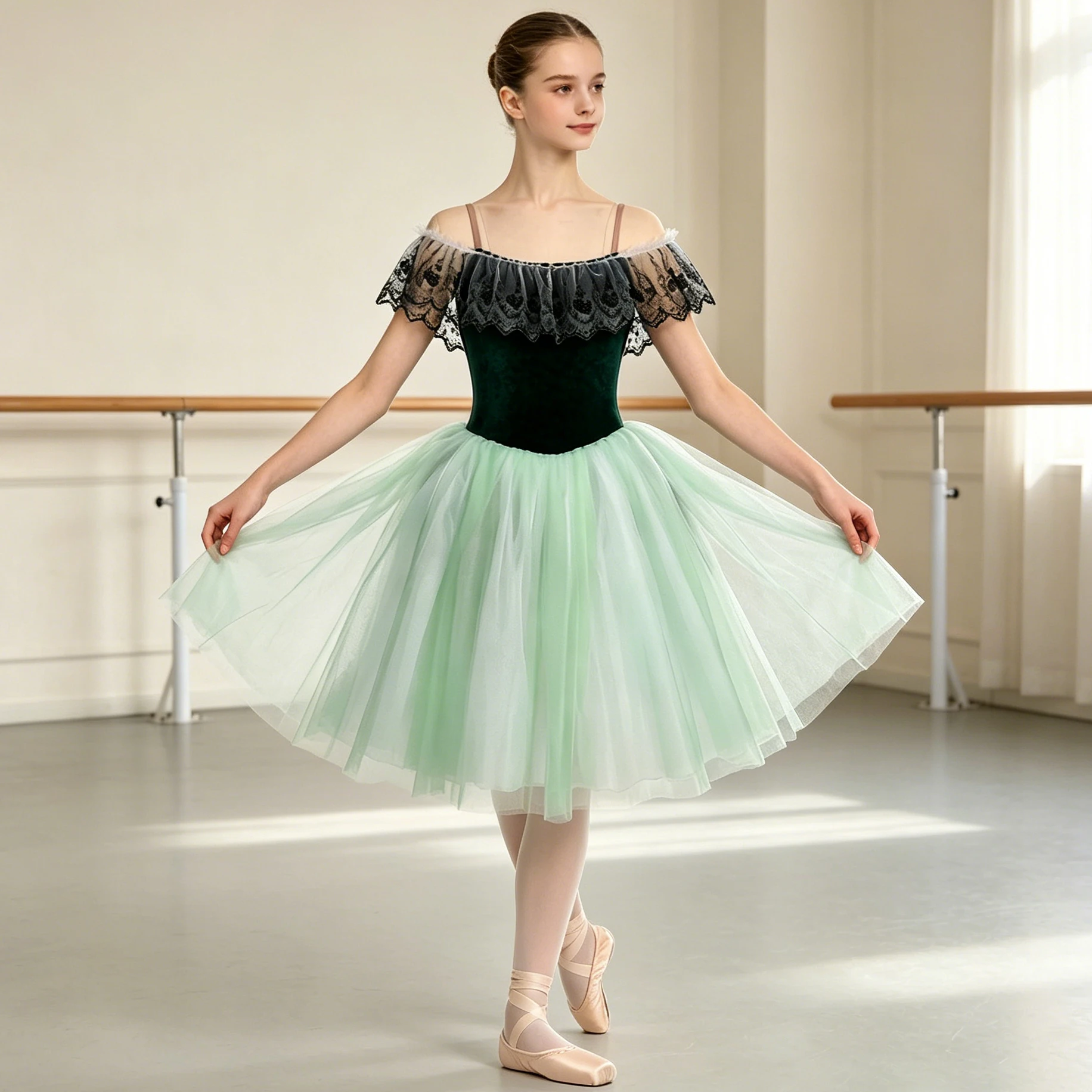 

Professional Romantic Tutu Long Ballet Dress Lace velvet Gauze Splice Ballerina Party Dress Children Ballet Dance Costumes