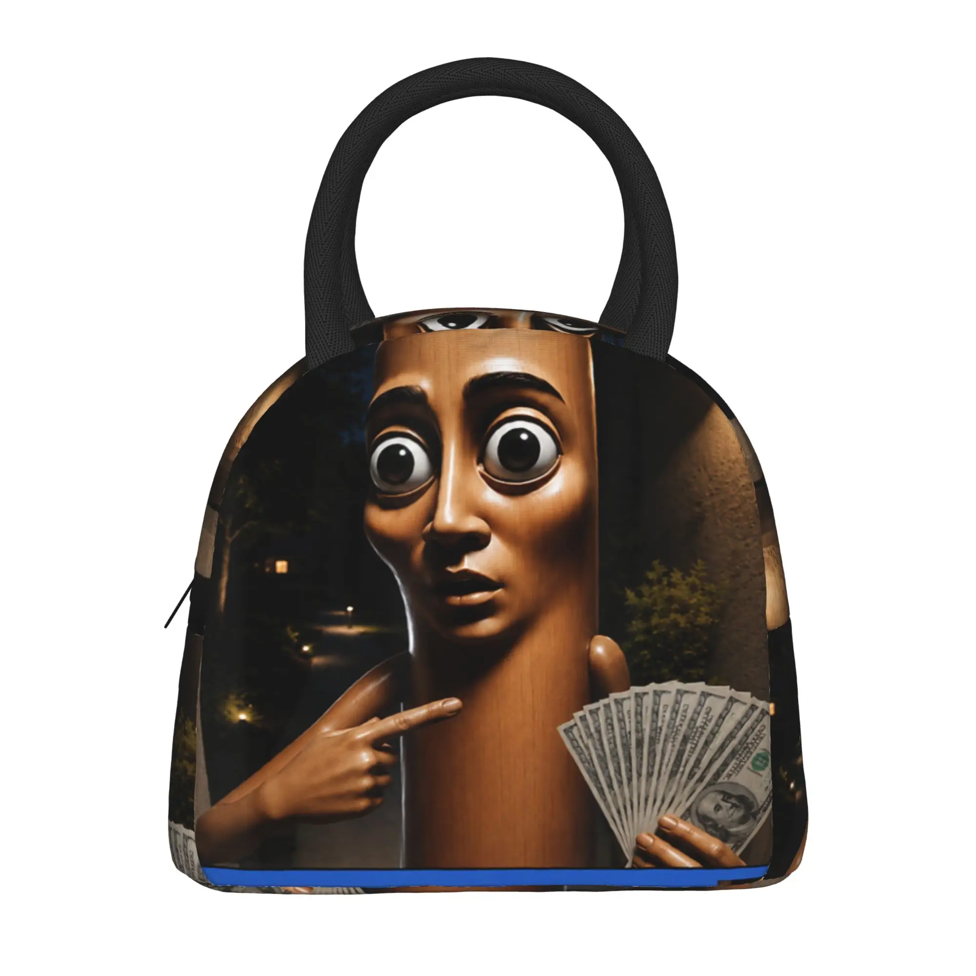 There is Motion at Your Front Tung Tung Tung Sahur Money Lunch Bag  Lunch Box Office Convenient Thermal Tote Handbags For Girls