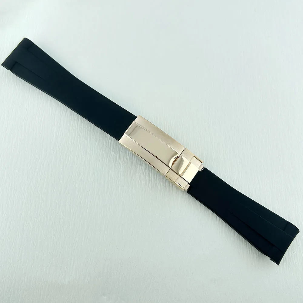 20mm rubber strap with black curved end waterproof silicone watch strap bracelet suitable for N H 35 case