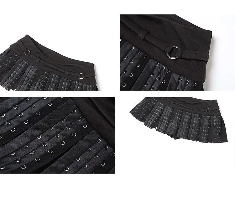 2026 Neuer High Street Dark Punk Schnallenfransen Regenschirmrock Damen