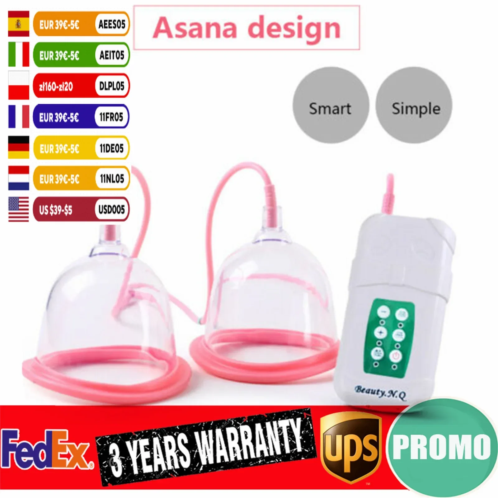 Electric For Womens Cupping Body Massage AB/CD Cups Vacuum Breast Enlargement Pump Butt