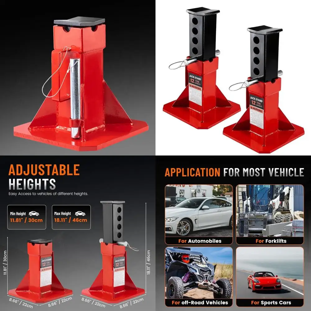 

Двойные усиленные низкопрофильные подставки-опоры для автомобилей и грузовиков, грузоподъемность 26 400 фунтов, регулируемая высота, красные