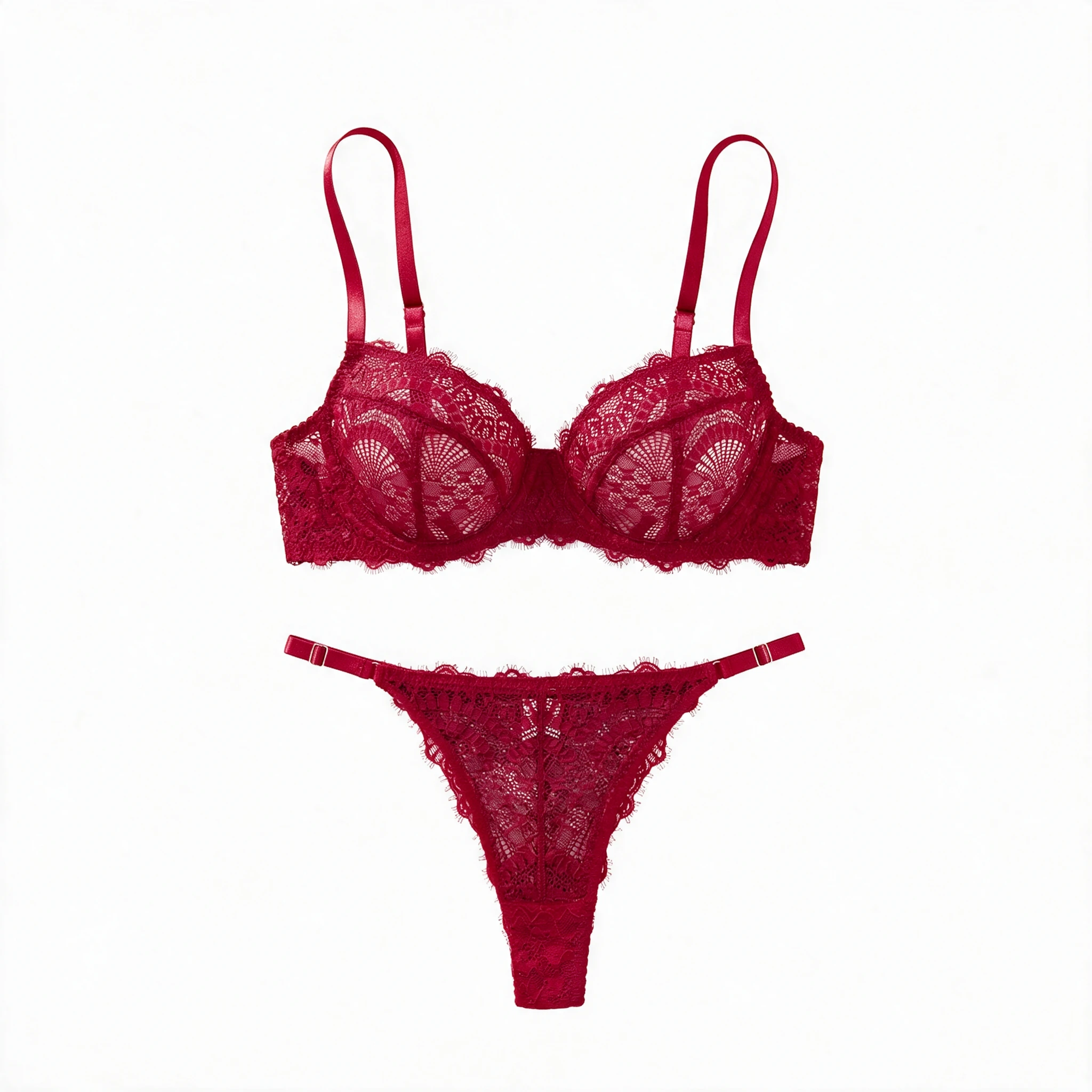 Women's Bra Set, Romantic Eyelash-Edged Semi-Transparent Lace Underwire Bra and Panties, Sexy Lingerie Set, Romantic Date Lingerie for Couples, Everyday Lingerie