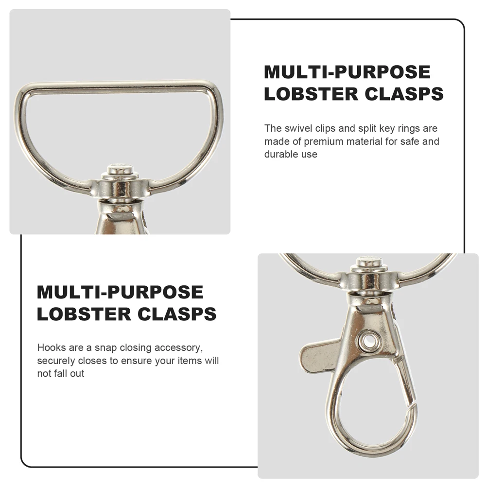 

24pcs Key Hook Clips Clasps D Lobster Clasp Snap Hooks Keyring Lanyard Claw Clasp Swivel Chain Accessories