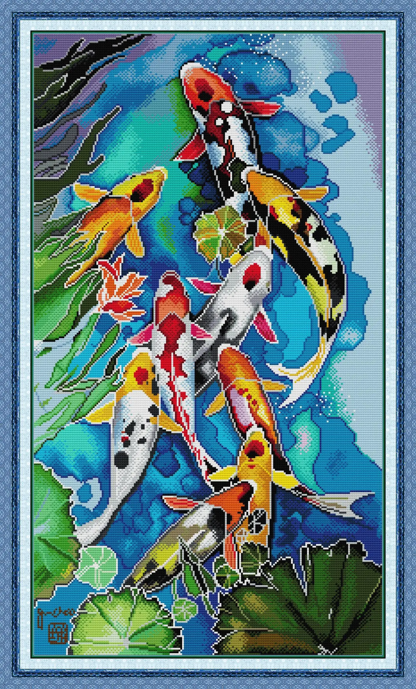 

Полный набор для вышивки крестом Maydear, ткань Aida 11CT/14CT/16CT/9CT, набор для вышивания ниток DMC-Koi