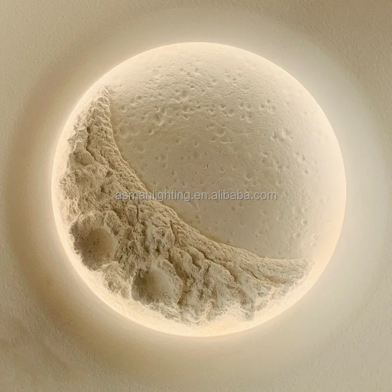 Moon LED Wall Light New Creative Gypsum Background  Decorative Lamp Living Room Bedroom  