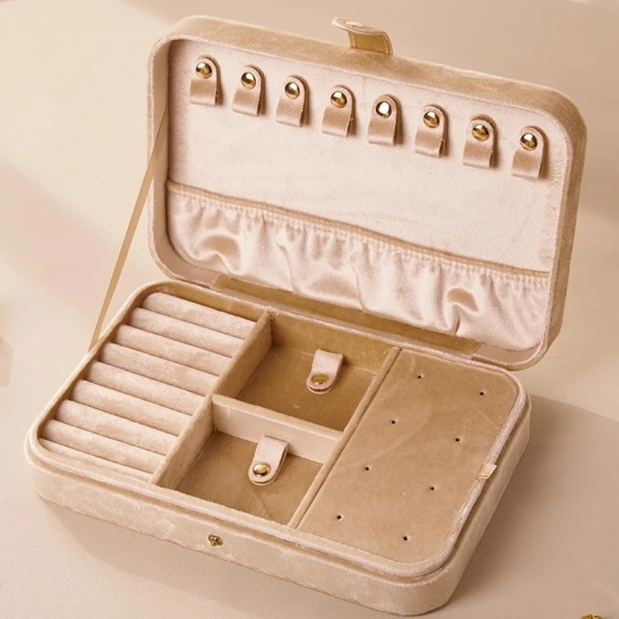 Vintage Flannel Jewelry Organizer Large Capacity Jewelry Organizer Boxes Earring Necklace Bracelet Storage Box Satisfactory Gift 5