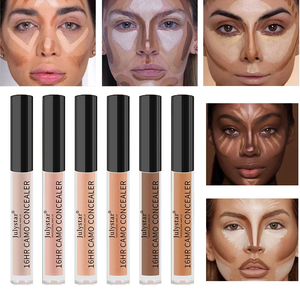 6 farben Flüssigkeit Concealer Abdeckt Feuchtigkeitsspendende Control Öl Foundation Augenringe Sommersprossen Augen Gesicht Concealer Flüssigkeit Make-Up