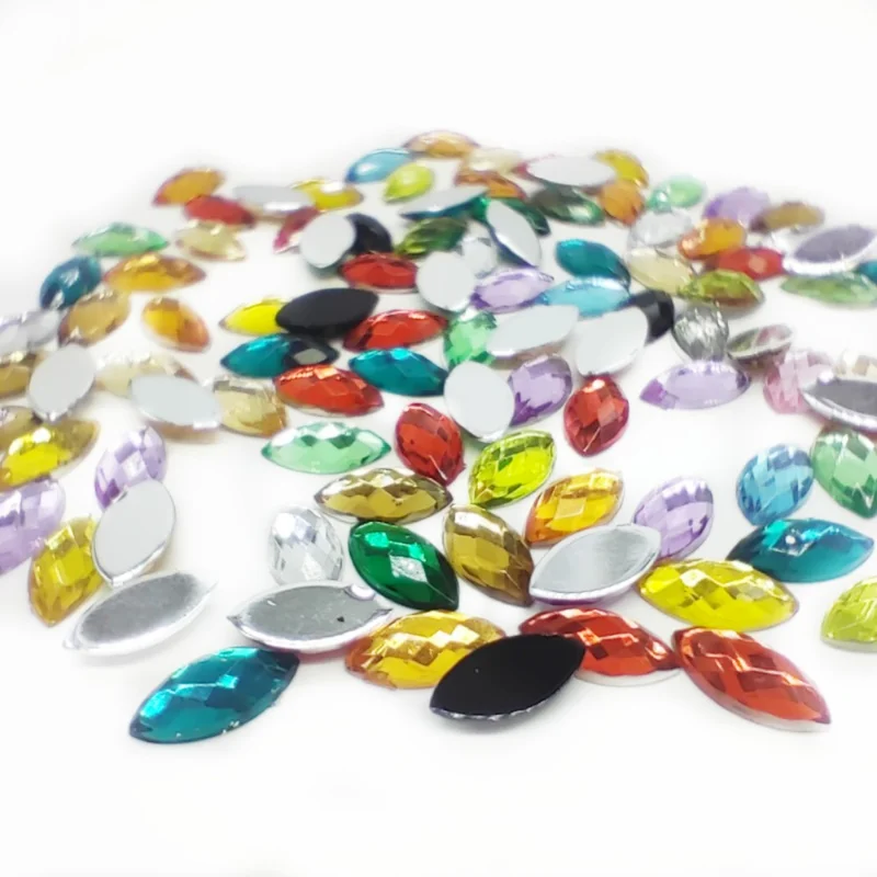 3x6MM100 sztuk płaski tył powierzchnia żółwia kryształ wielokolorowy akrylowy kształt końskiego oka dekoracja ze strasem DIY akcesoria do paznokci