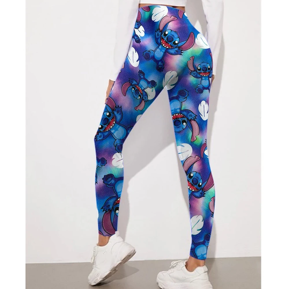 Disney Stitch Printed Yoga Sports Tights Women's Running Pants Sexy Hip Lifting Tights Push Up Pants Gym
