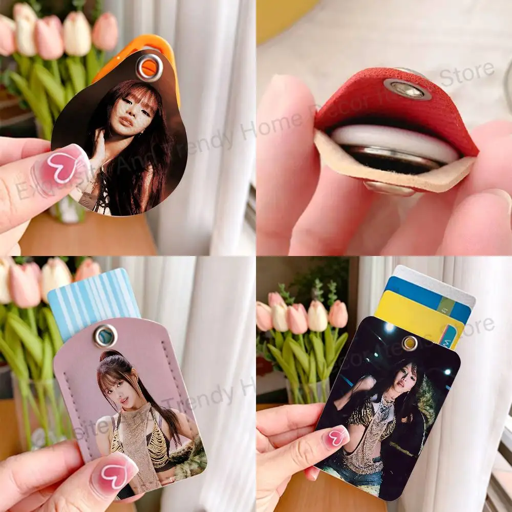 Singer N-Natty Sweat PU Leather Card Holder Keychain Key Ring Door Lock Access Card Air Tag Case Keychain Card