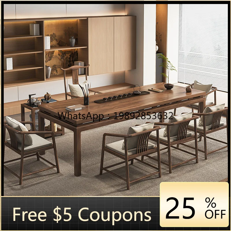 

LYY Old Elm Wood Solid Tea Table Zen Style Kung Fu New Chinese Tea Table Home Tea Brewing Table Modern High-end Office Desk