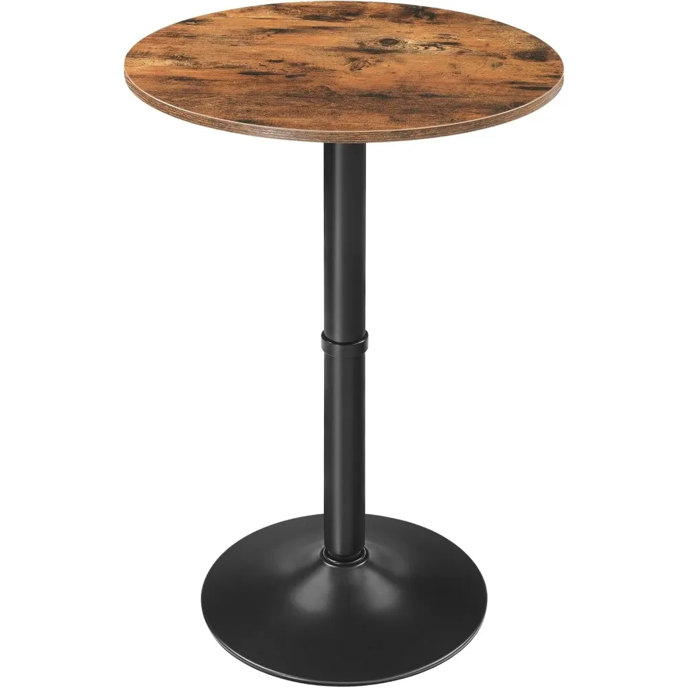 Round Bar Table, 35" Tall Pub Table, Cocktail Table with Base, Stable Counter Table with Non-Slip Base for Narrow Space, Bar He