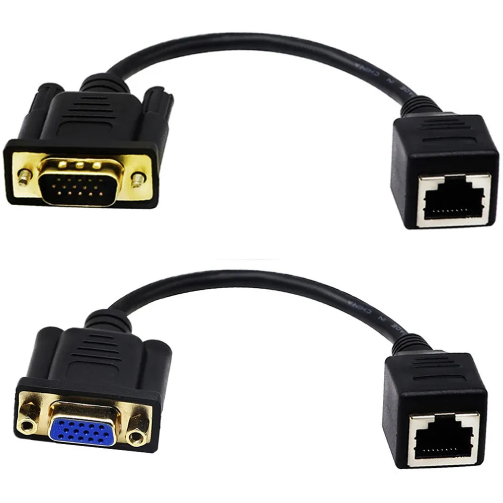 Estensore da RJ45 a VGA maschio a LAN CAT5 CAT6 Cavo Ethernet di rete RJ45 Adattatore femmina Convertitore interruttore aggiuntivo per computer