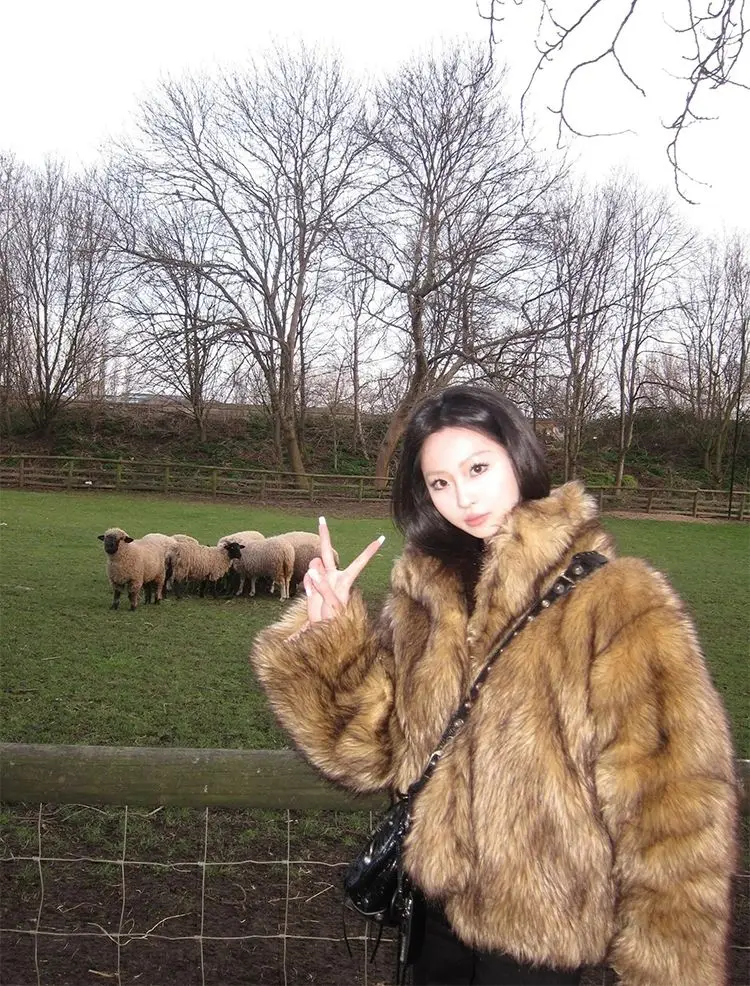 Imitatiebont dames 2025, winter nieuwe milieuvriendelijke vossenbont korte harige jas