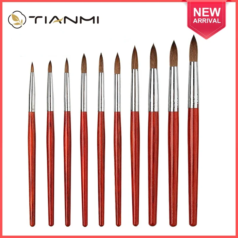 

TIANMI Pure Kolinsky Sable Nail Brush Gel Nail Carving Pens DIY Nails Art Manicure Tools Professional Blackwood Handle Brushes