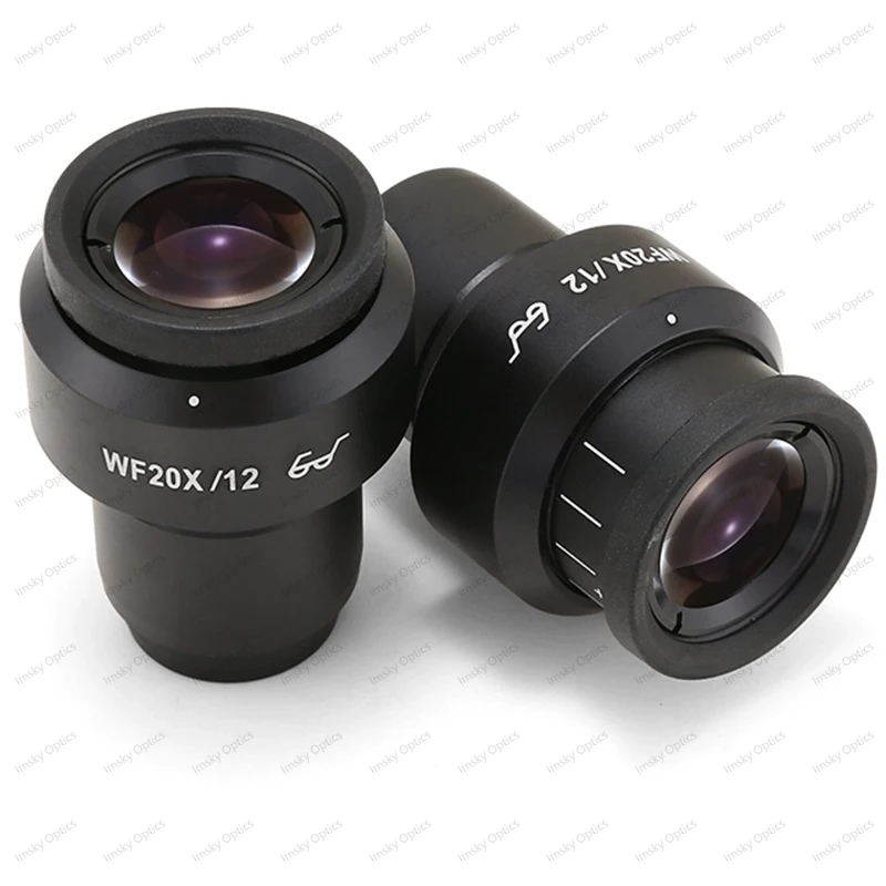 High Eye Point Adjustable Plan WF20X/12mm Eyepiece Stereo Microscope 20x 30mm Interface Large field of view 12mm Optical Lens
