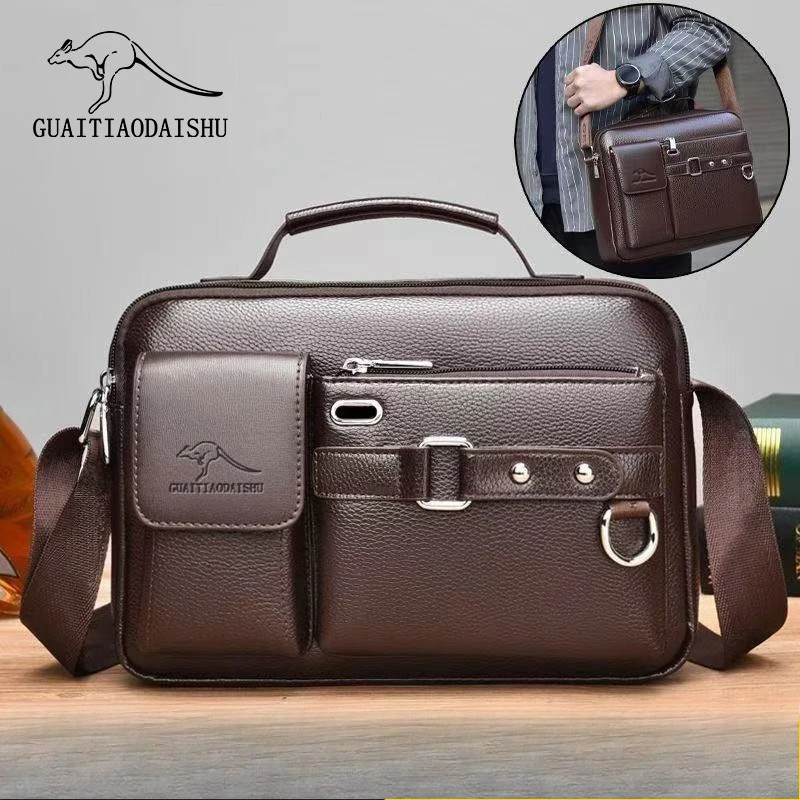 Vintage Style Business Bag for Men, Crossbody Shoulder Bag with Multiple Pockets,leisure, Versatile and Practical, Crossbody Bag
