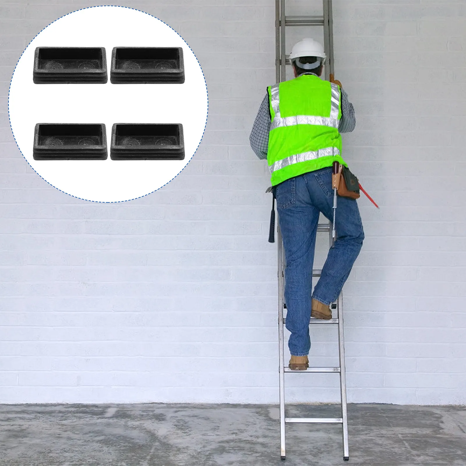 4Pcs Ladder Feet Protector Non-Skid Plastic Covers for Folding Ladders Floor Damage Prevention Worker Safety Stable Leg Support