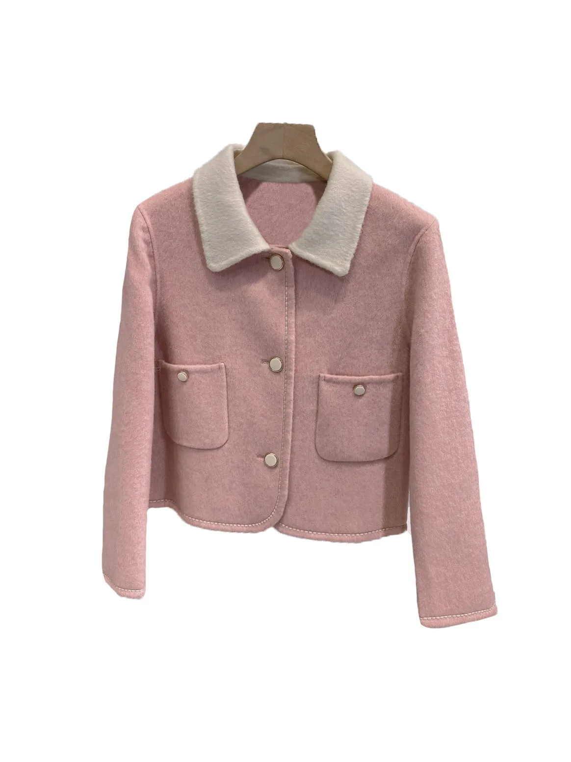 

Cardigan jacket lapel short loose version of the single-breasted design warm and comfortable 2023 winter new 1222