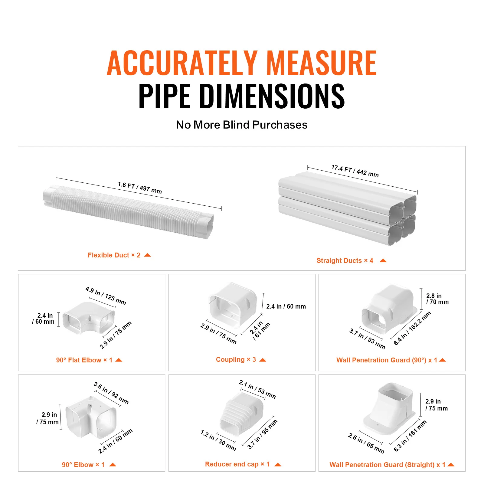 SucceBuy Mini Split Line Set Cover PVC Decorative Pipe Line Cover For Air Conditioner Easy to Install Paintable for Heat Pump