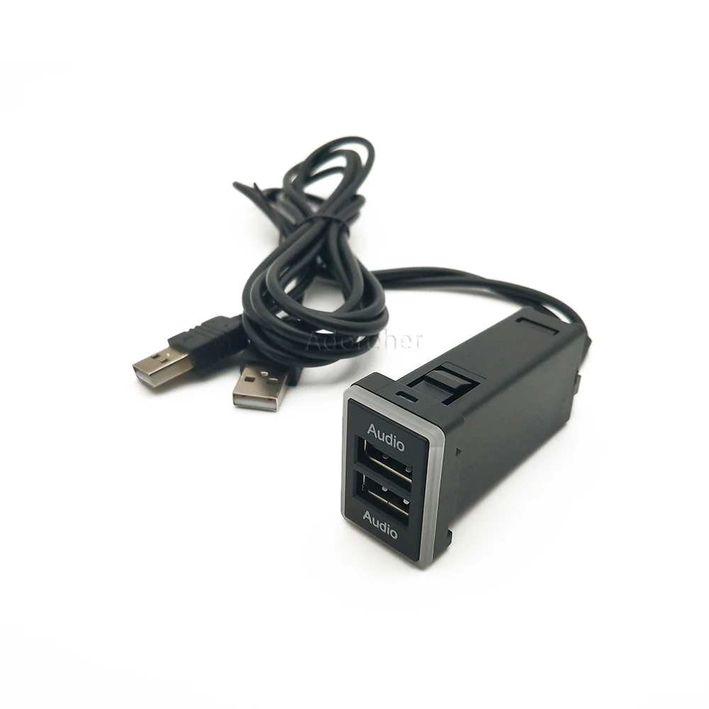 Car Double USB Port Adapter USB Audio U-disk Flash Socket Music Play for Toyota Camry Prius Corolla Prado Yaris view 4