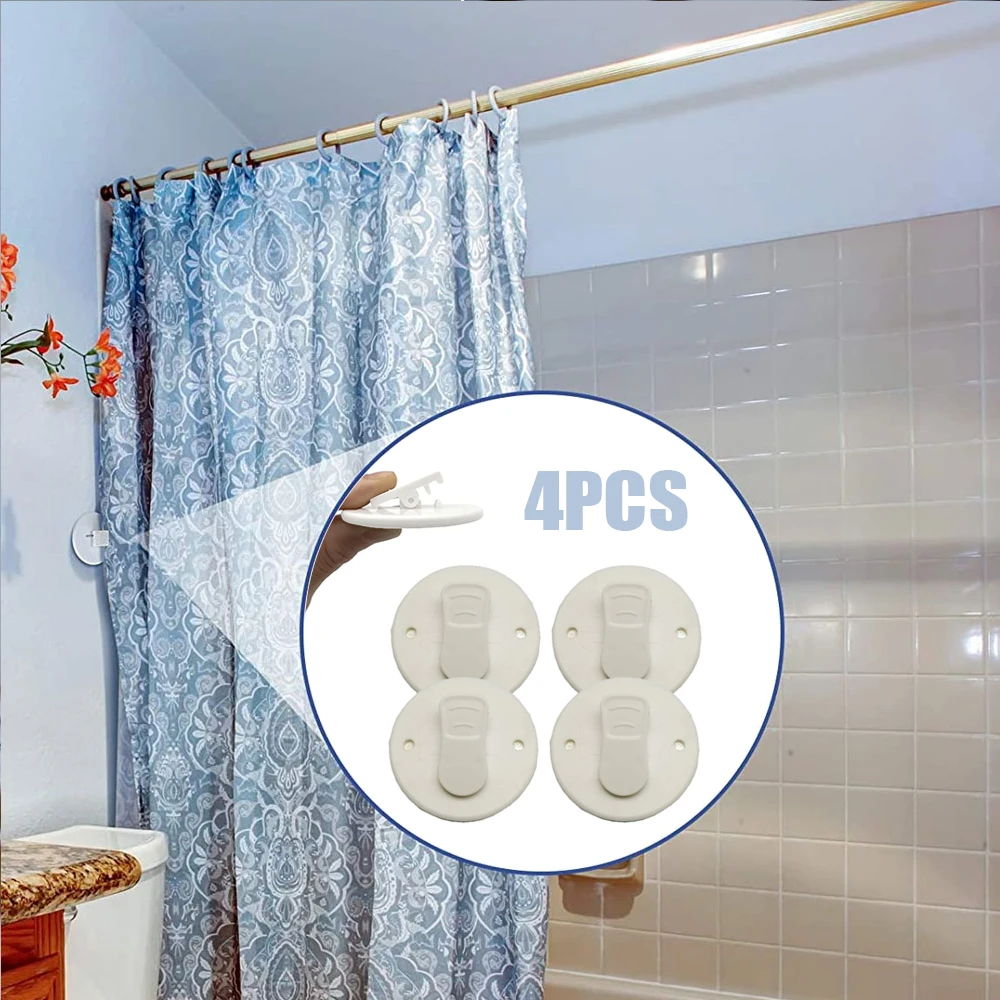 

4Pcs Living Room Curtain Clips Shower Curtain Clips Adhesive Shower Windproof Splash Guard Self Home Decoration Accessories