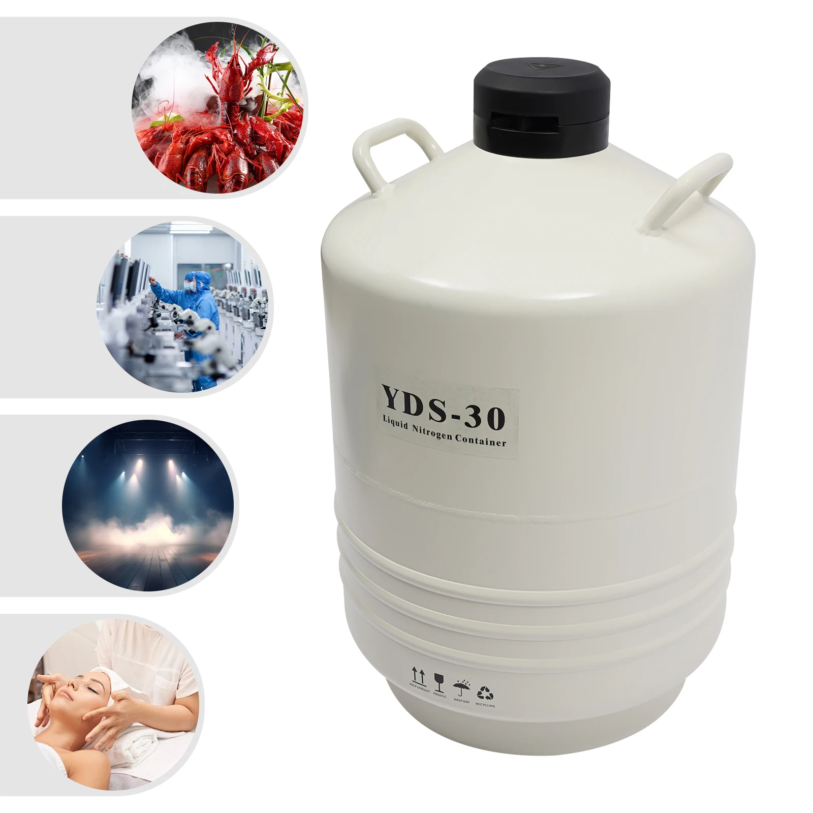 

30L Aluminum Alloy Liquid Nitrogen Container,White Tabletop Liquid Nitrogen Tank Vaporization 0.12L/Per Day for Animal Husbandry