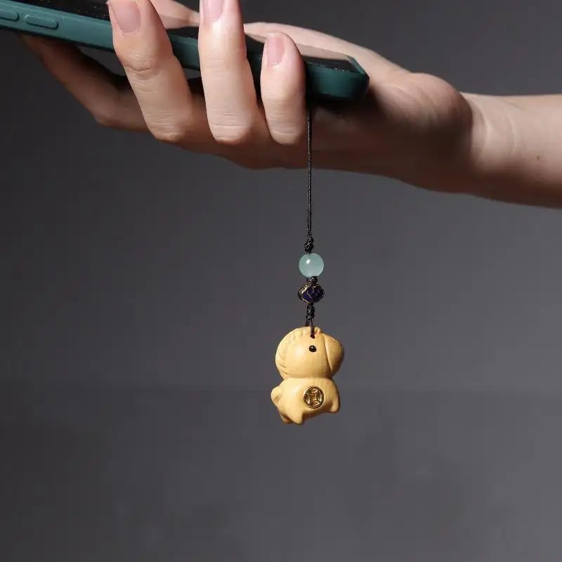 

Богатство богатого зодиакального лошади, ремешок для телефона, веревка ручной работы, деревянная цепочка для телефона, ремешок из сандалового дерева, брелок для ключей в китайском стиле, Новый год