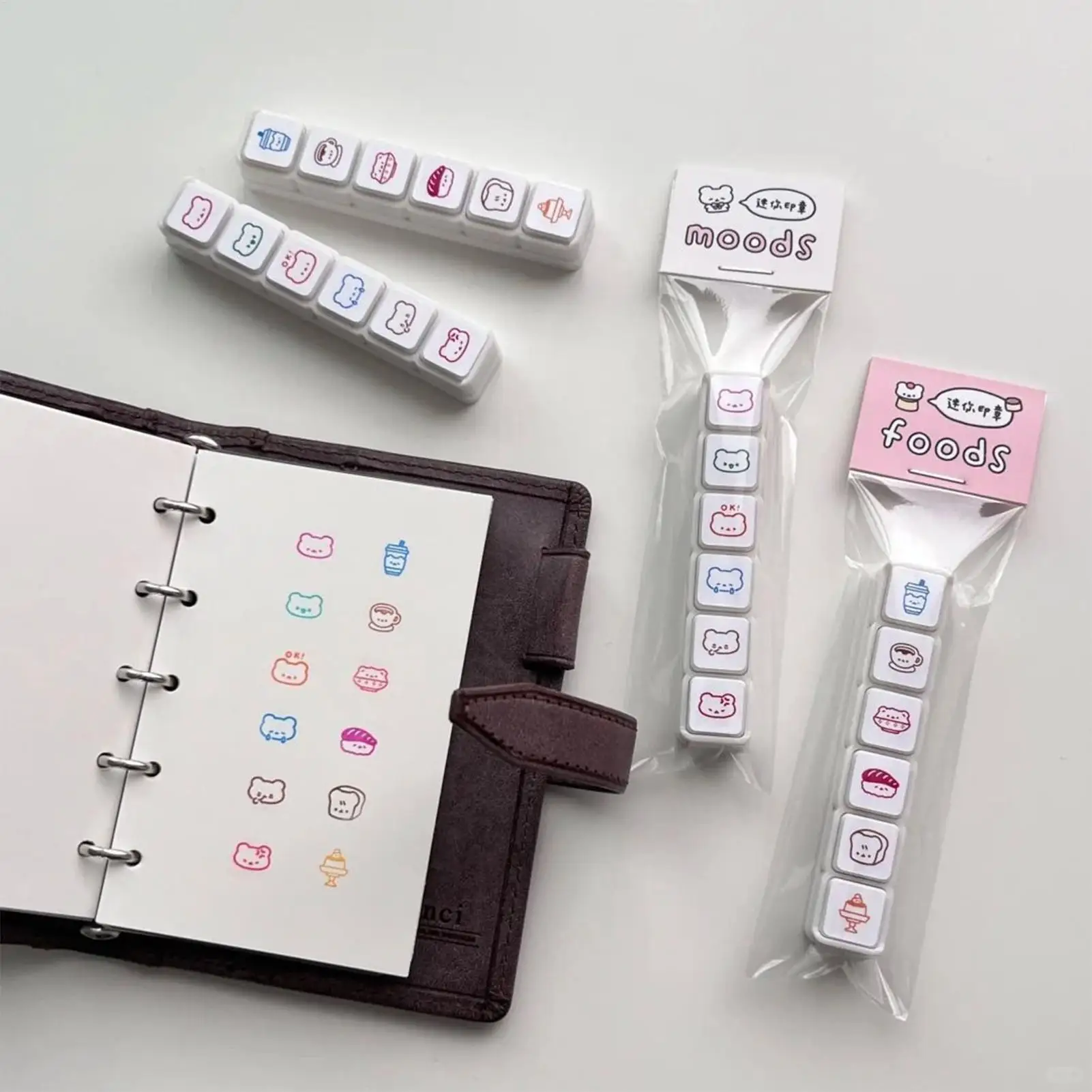 แสตมป์สมุดภาพ ชุดแสตมป์ขนาดเล็ก ลายการ์ตูน แสตมป์แบบพกพา ใช้ซ้ำได้ สำหรับงานจดบันทึก งานฝีมือ DIY อุปกรณ์ศิลปะ