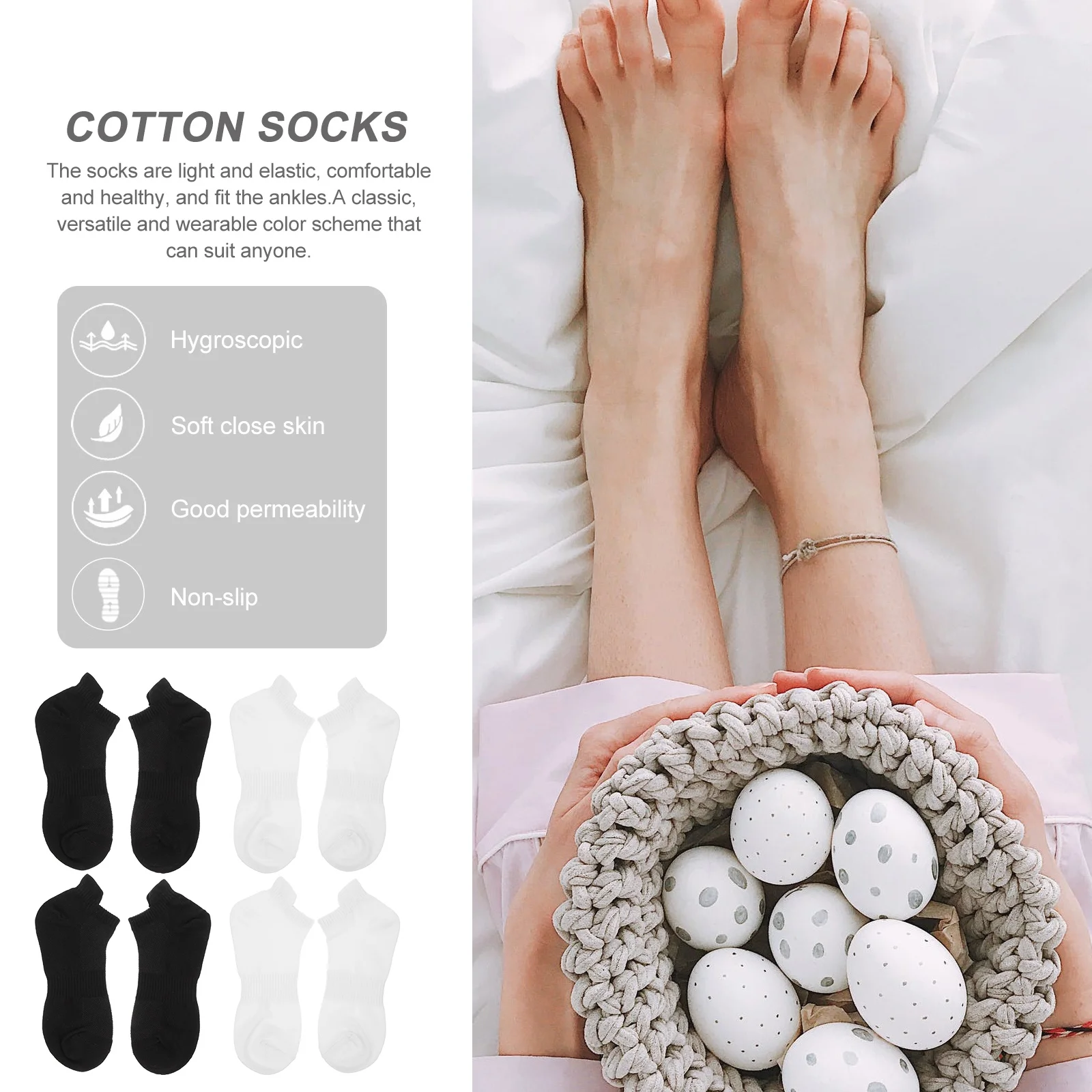 

4Pairs Combed Cotton Running Socks Smooth Stretchable Breathable Socks for Sports Basketball Climbing Fitness Everyday Comfort