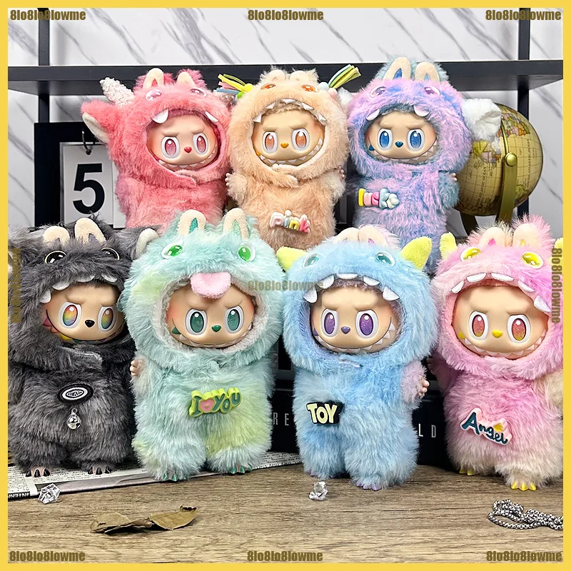 

Одежда Labubu с героями мультфильмов, милый красочный комплект пальто с мехом маленького монстра, мини-плюшевая кукла, одежда, модные аксессуары для кукол