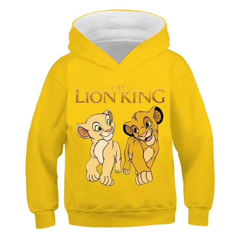 2022 New The Lion King Hoodies Boys Girls 2-16 Years Clothes Cotton Long Sleeeve Sweatshirts Cartoon Simba Casual Hooded Tops