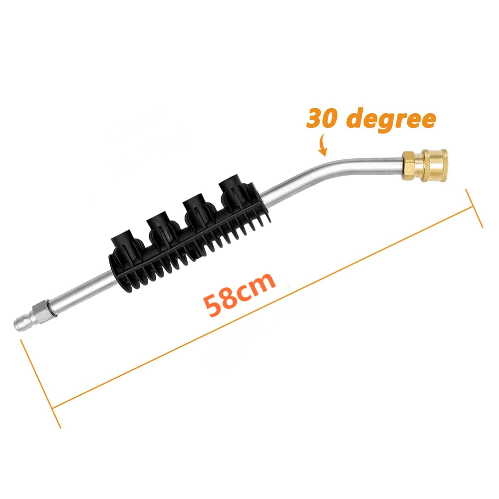 Pressure Washer Lance Extension Wand with 5 Spray Nozzles Gutter Cleaner Attachment 30 ° Curved Rod Angled Lance for Car Washing