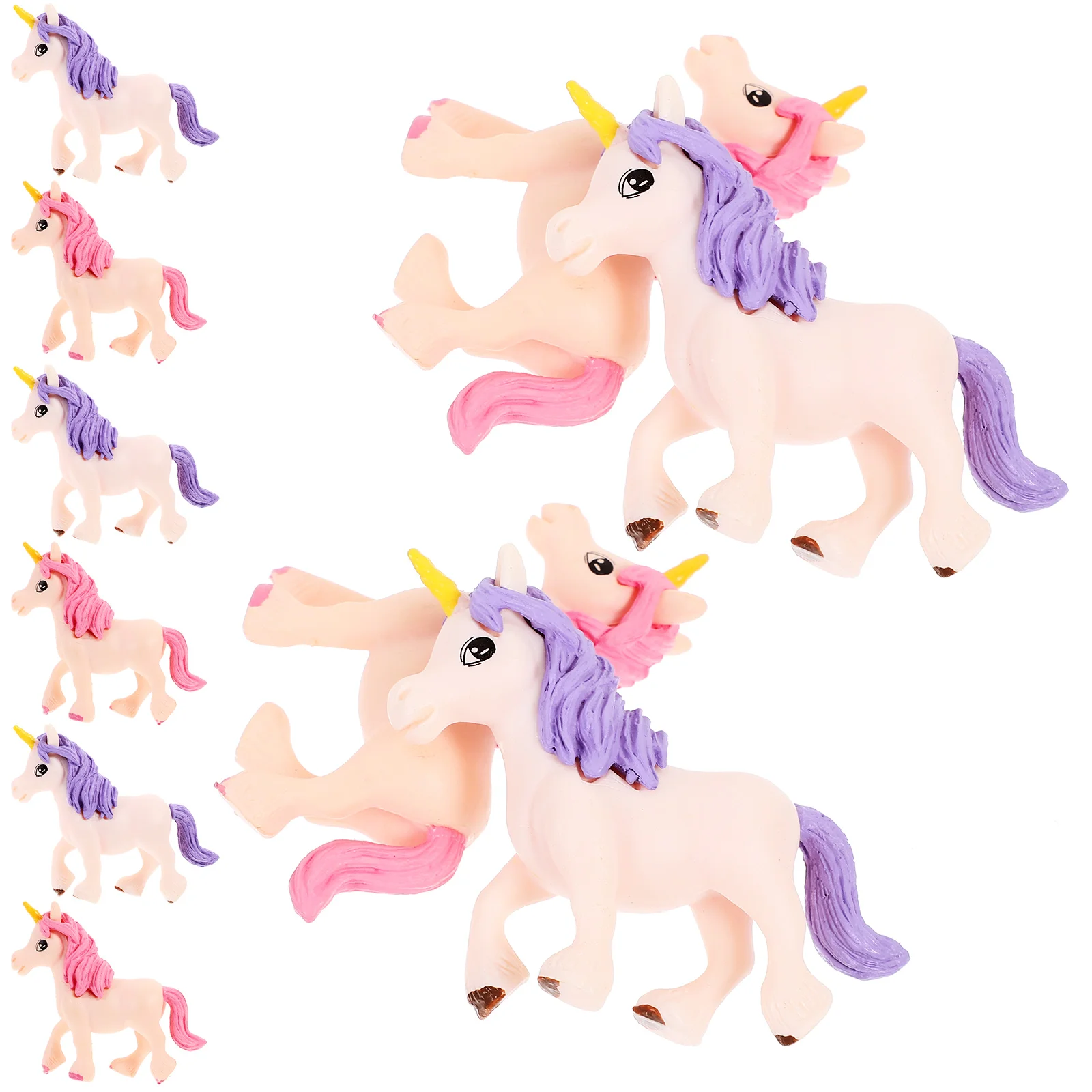 

10 Pcs Plastic Ornaments Decoration Mini Unicorn Figures Figurines Cake Party Decorations Pvc Miniature Birthday