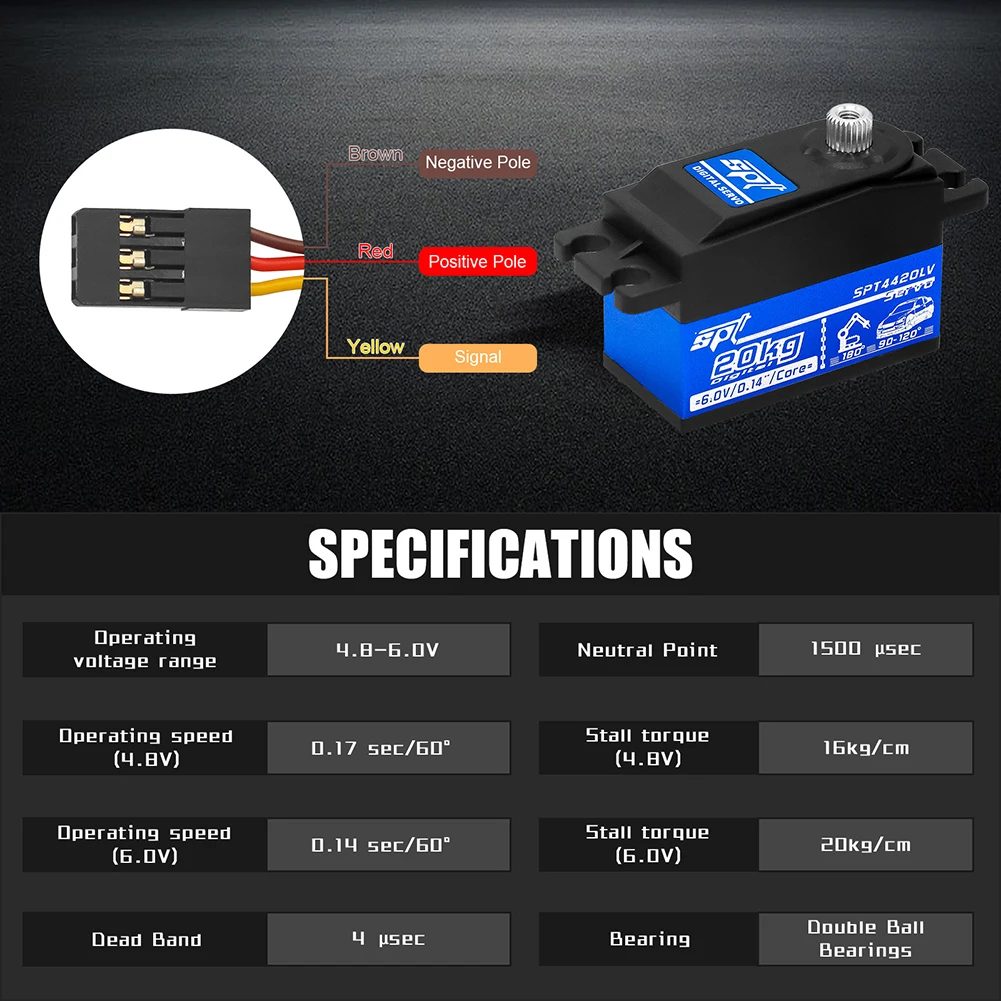 20kg Metal Gear Servo with Steering Servo Arm RC Digital Micro Servo Mini Servo for Tamiya Kyosho On-Road Touring Drift Car/Boat