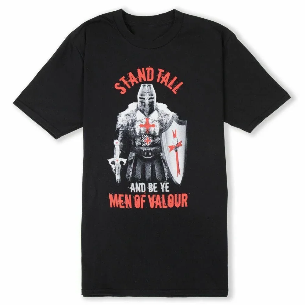 Stand Tall Men Of Valour - St George's Day, Available Up To 3XL Men's 100% Cotton Casual T-shirts Loose Top Size S-3XL