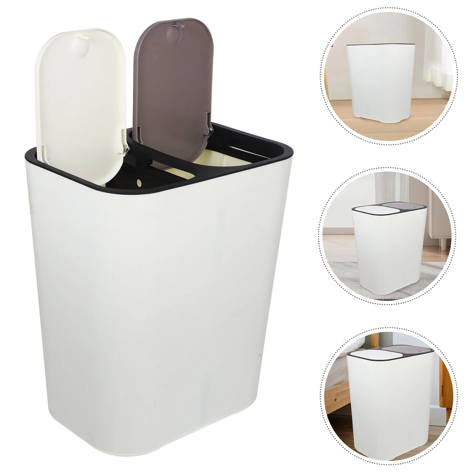 

Dry and Wet Separation Trash Can Dual Compartment Divided Bin Garbage Recycling Pp for Kitchen Cans