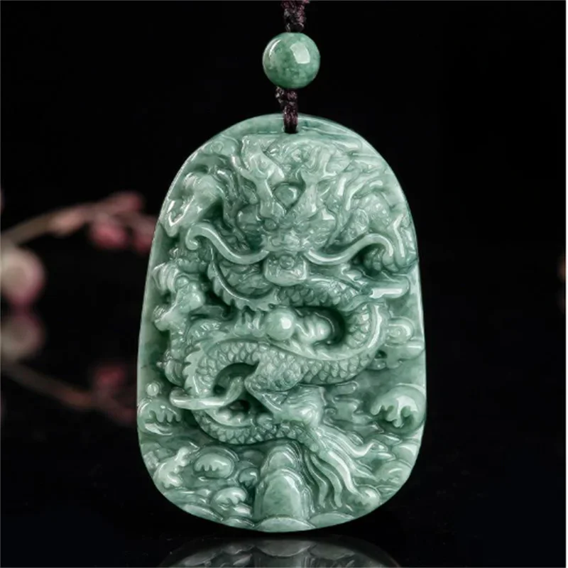 

Jia Le/ Natural Jade Domineering Dragon King Long Teng Si Hai Necklace Pendant High Jewelry Accessories Couples Amulet Gifts