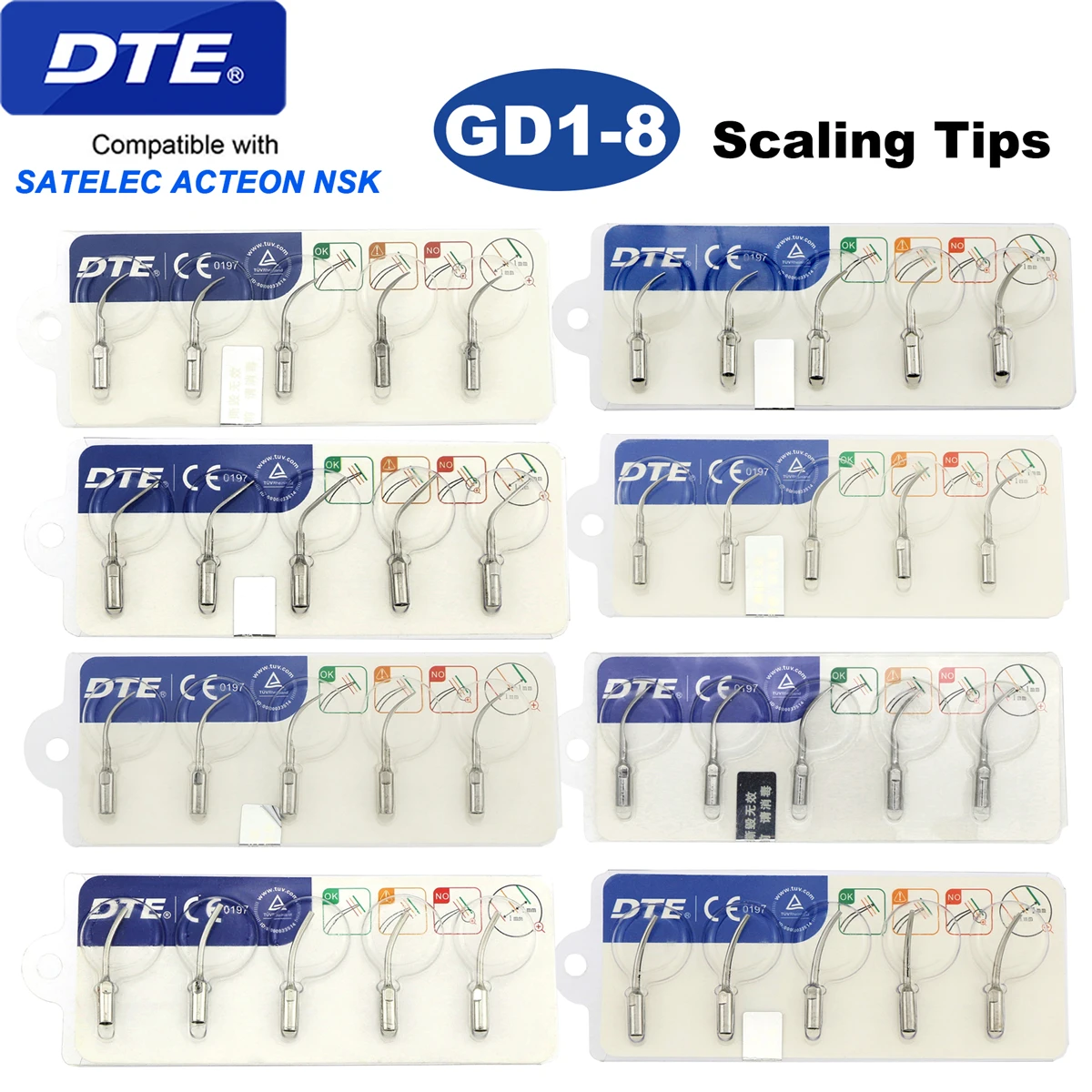 

Original Woodpecker DTE Dental Scaler Tips Scaling Tip Fit SATELEC ACTEON NSK Ultrasonic Scaler Handpiece