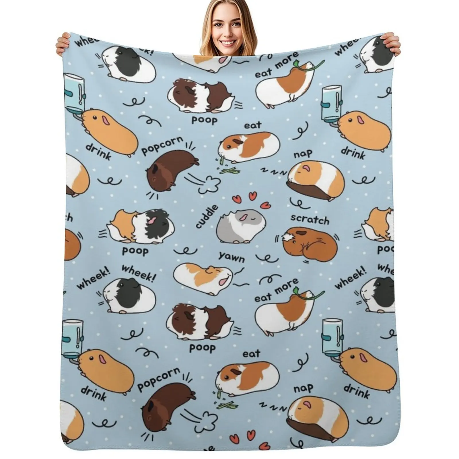 

Guinea Pig Daily To-Do List - Blue Background Throw Blanket Soft Big Camping Soft Plush Plaid For Sofa Thin Blankets