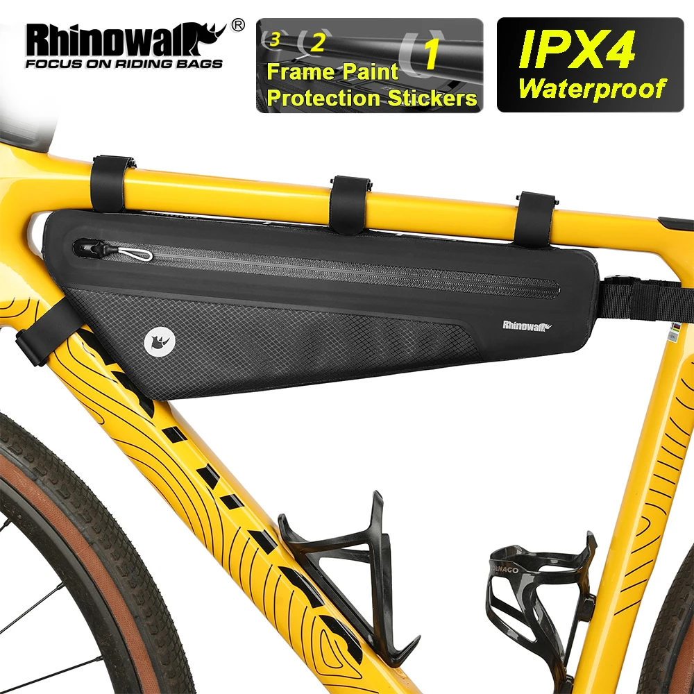 Rhinowalk Bike Frame Bag IPX4 Waterproof Bikepacking 2.6L/1.7L For Mtb Road Gravel Bicycle Accessories Paint-safe Secure Fit