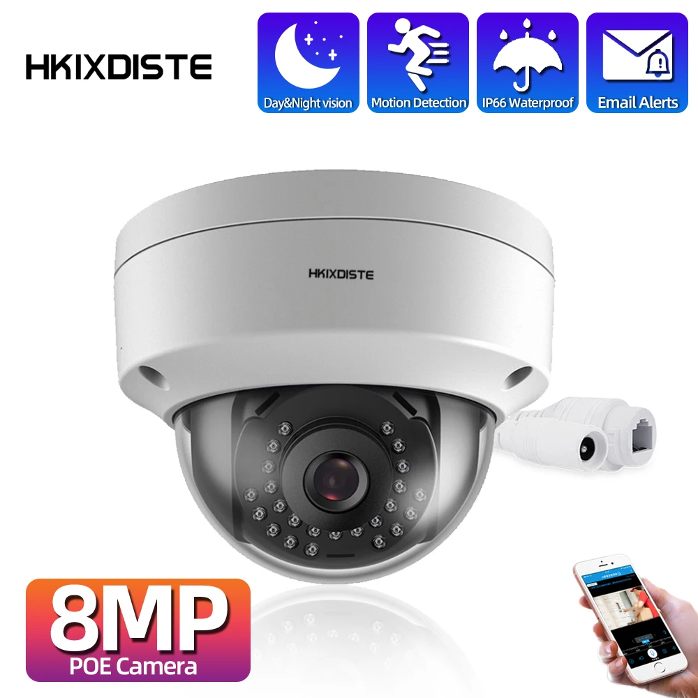 8MP Wired CCTV POE Dome Security Camera System Outdoor Waterproof IP Video Surveillance Camera 4K Motion Detection IP Cam H.265