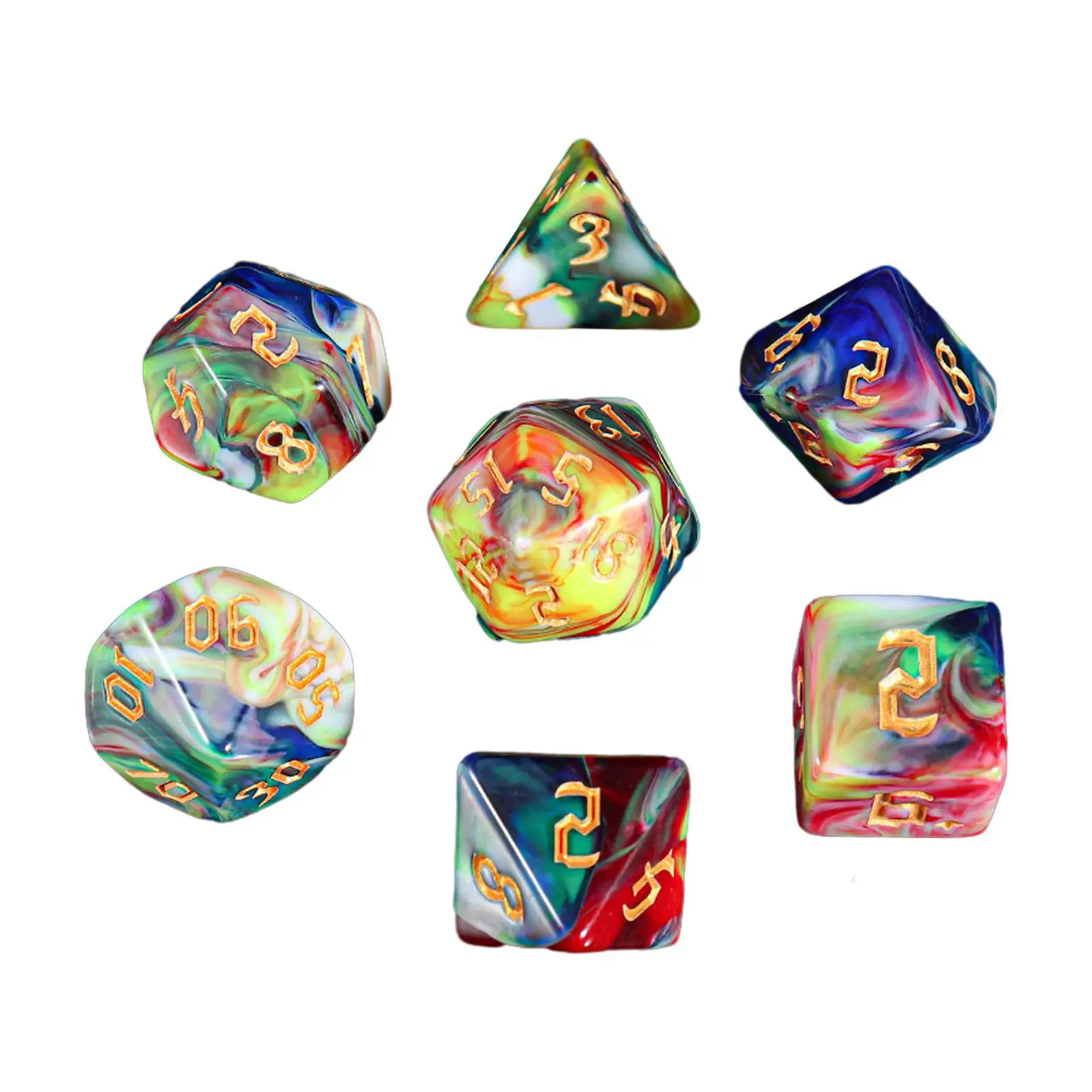 2 × 7 × نردات متعددة الجوانب نردات أكريليك D4-d20 مجموعة نردات متعددة السطوح للعب الأدوار RPG